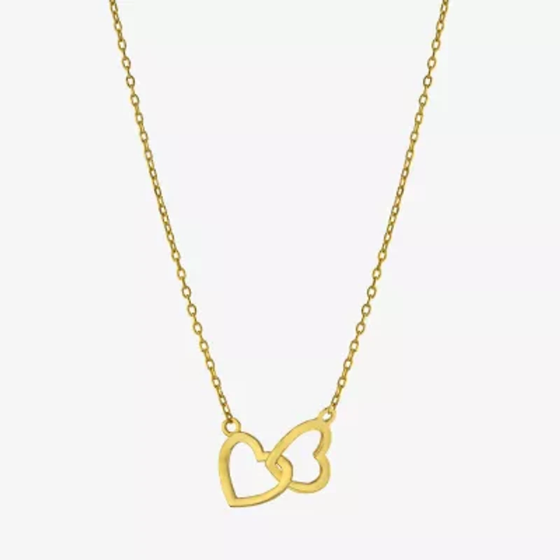 Silver Treasures Womens 14K Gold Over Silver Heart 16 Inch Pendant Necklace