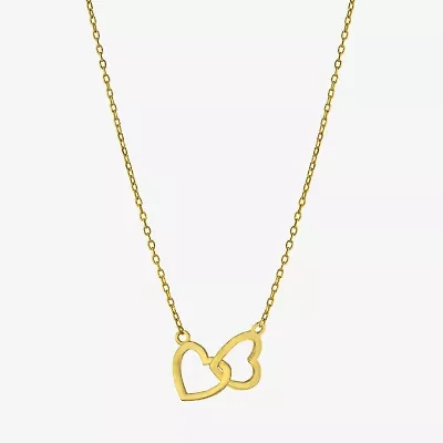 Silver Treasures Womens 14K Gold Over Silver Heart 16 Inch Pendant Necklace