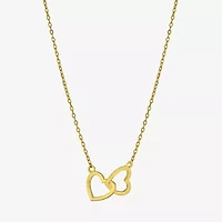 Silver Treasures Womens 14K Gold Over Silver Heart 16 Inch Pendant Necklace
