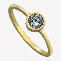 Silver Treasures Womens Cubic Zirconia 14K Gold Over Round Delicate Band