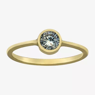 Silver Treasures Womens Cubic Zirconia 14K Gold Over Round Delicate Band