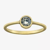 Silver Treasures Womens Cubic Zirconia 14K Gold Over Round Delicate Band