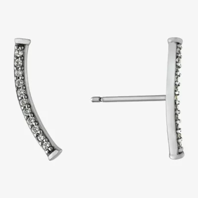 Silver Treasures Womens Cubic Zirconia Sterling Silver Ear Climbers