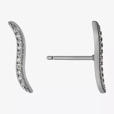 Silver Treasures Womens Cubic Zirconia Sterling Silver Ear Climbers