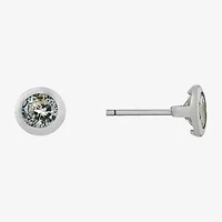 Silver Treasures Cubic Zirconia Sterling Silver 6mm Stud Earrings