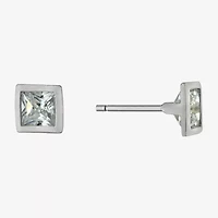 Silver Treasures Cubic Zirconia Sterling Silver 6mm Square Stud Earrings