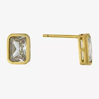 Silver Treasures Cubic Zirconia 14K Gold Over Silver 8.1mm Stud Earrings