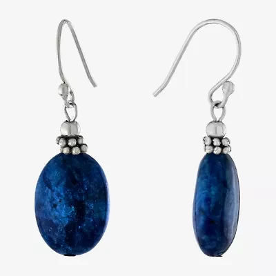 Silver Treasures Womens Onyx Sterling Silver Oval Drop Earrings