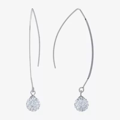 Silver Treasures Womens Crystal Sterling Silver Drop Earrings