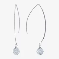 Silver Treasures Womens Crystal Sterling Silver Drop Earrings