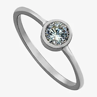 Silver Treasures Womens Cubic Zirconia Sterling Round Delicate Band