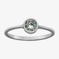 Silver Treasures Womens Cubic Zirconia Sterling Round Delicate Band