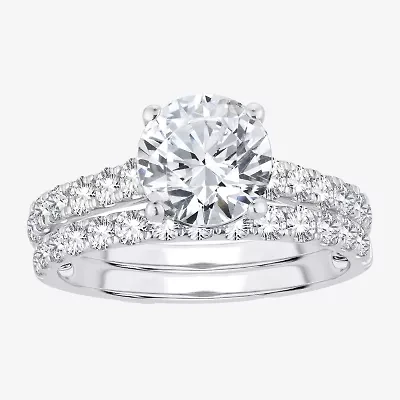 (H-I / SI1-SI2) Signature By Modern Bride Womens 3 CT. T.W. Lab Grown White Diamond 14K Gold Round Bridal Set