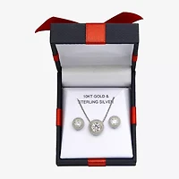 Womens Cubic Zirconia 10K Gold Sterling Silver Round 2-pc. Jewelry Set