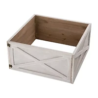 Glitzhome Washed White Wooden Christmas Tree Collar