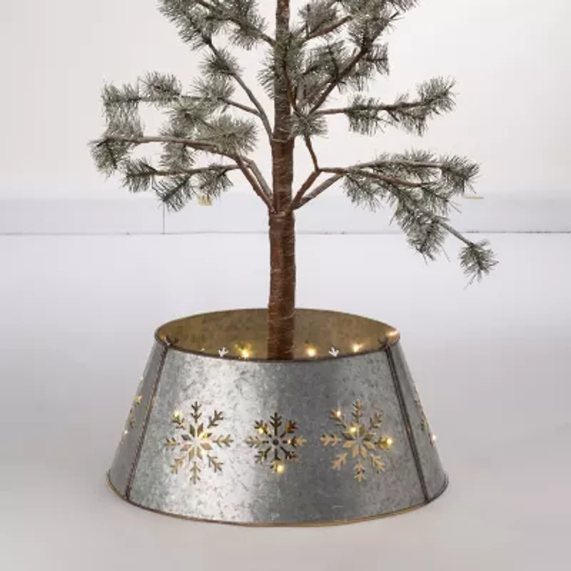 Glitzhome Snowflake With Light String Metal Christmas Tree Collar