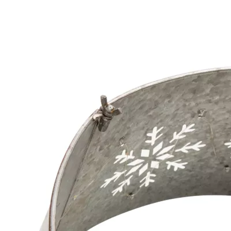 Glitzhome Snowflake With Light String Metal Christmas Tree Collar