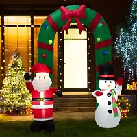 Glitzhome 8' Santa Snowman Gate Arch Self Inflating Christmas Outdoor Inflatable