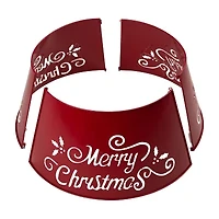Glitzhome 26" Merry Christmas Cutout Metal Christmas Tree Collar