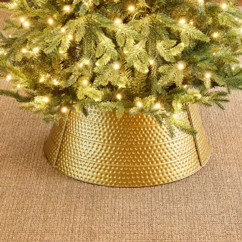 Glitzhome 22" Gold Hammered Metal Christmas Tree Collar