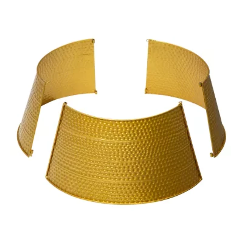 Glitzhome 22" Gold Hammered Metal Christmas Tree Collar