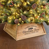 Glitzhome 26" Natural Wooden Farm Fresh Christmas Trees Christmas Tree Collar