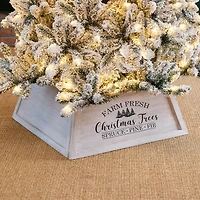 Glitzhome 26" White Washed Wooden Farm Fresh Christmas Trees Christmas Tree Collar
