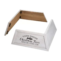 Glitzhome 26" White Washed Wooden Farm Fresh Christmas Trees Christmas Tree Collar