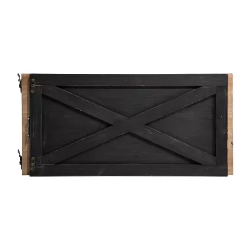 Glitzhome 22" Black Washed Wooden Christmas Tree Collar