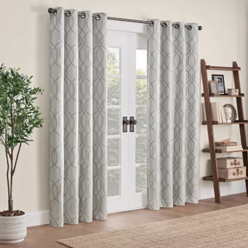 Eclipse Ambiance Lattice Draft Stopper Grommet Top Energy Saving 100% Blackout Single Curtain Panel
