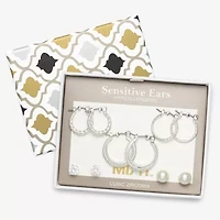 Mixit Womens Simulated Pearl Stainless Steel Round Hypoallergenic 5 Pair Earring Set