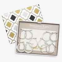 Mixit Womens Stainless Steel Hypoallergenic 5 Pair Earring Set
