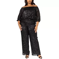 Premier Amour-Plus Womens Sequin Wide Leg Pull-On Pants