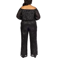Premier Amour-Plus Womens Sequin Wide Leg Pull-On Pants