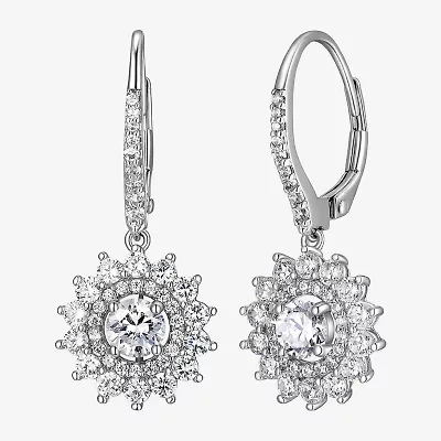 Womens 3 1/4 CT. T.W. Cubic Zirconia Sterling Silver Flower Drop Earrings