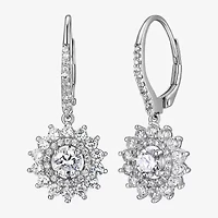 Womens 3 1/4 CT. T.W. Cubic Zirconia Sterling Silver Flower Drop Earrings