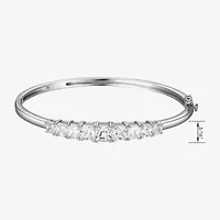 Womens Cubic Zirconia Sterling Silver Oval Bangle Bracelet