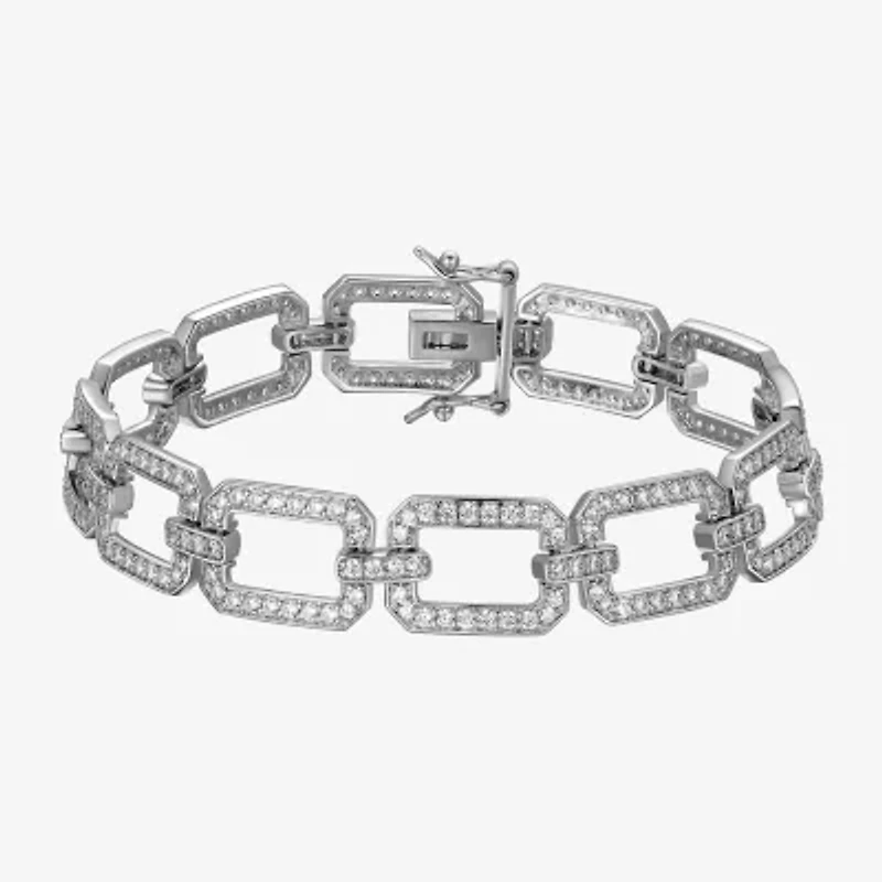 Womens Sterling Silver Solid Link Bracelet