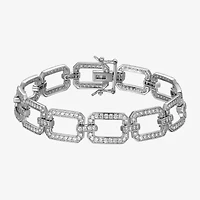 Womens Sterling Silver Solid Link Bracelet