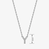 Womens Diamond Accent Cubic Zirconia Sterling Silver 18 Inch Pendant Necklace