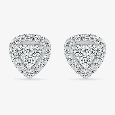 1/5 CT. Natural White Diamond Sterling Silver 6.7mm Triangle Stud Earrings