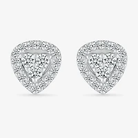 1/5 CT. Natural White Diamond Sterling Silver 6.7mm Triangle Stud Earrings