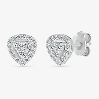 1/5 CT. Natural White Diamond Sterling Silver 6.7mm Triangle Stud Earrings