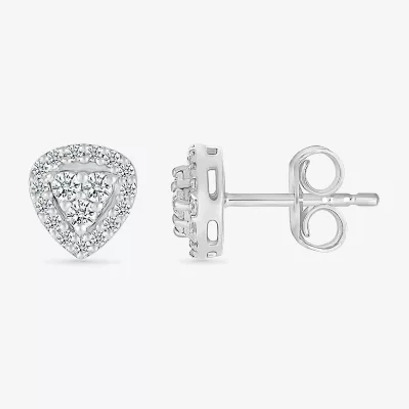 1/5 CT. Natural White Diamond Sterling Silver 6.7mm Triangle Stud Earrings