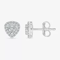1/5 CT. Natural White Diamond Sterling Silver 6.7mm Triangle Stud Earrings