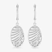 Womens 1/3 CT. T.W. Natural White Diamond Sterling Silver Oval Drop Earrings