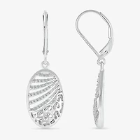 Womens 1/3 CT. T.W. Natural White Diamond Sterling Silver Oval Drop Earrings