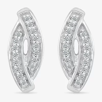 Diamond Accent Natural White Diamond Sterling Silver 10.7mm Curved Stud Earrings
