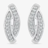 Diamond Accent Natural White Diamond Sterling Silver 10.7mm Curved Stud Earrings