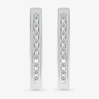 Womens 1/10 CT. T.W. Natural White Diamond Sterling Silver 17.2mm Hoop Earrings